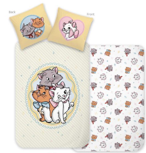 Disney Marie Trio gyerek, ovis ágyneműhuzat 100×135 cm, 40×60 cm