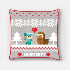 Minecraft Holiday Karácsonyi párnahuzat 40x40 cm Velúr