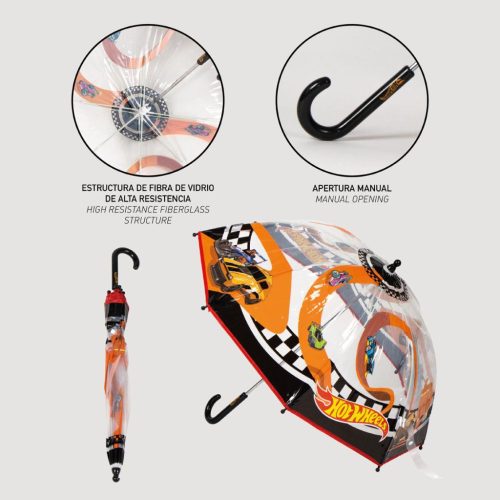 Hot Wheels Race gyerek átlátszó esernyő Ø71 cm