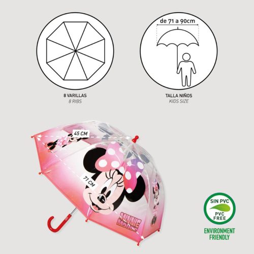 Disney Minnie Cheerful gyerek átlátszó esernyő Ø71 cm