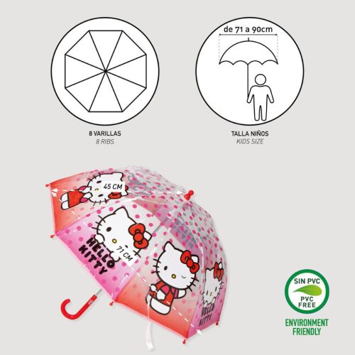 Hello Kitty Dots gyerek átlátszó esernyő Ø71 cm
