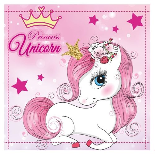 Unikornis Princess kéztörlő, arctörlő, törölköző 30x30cm