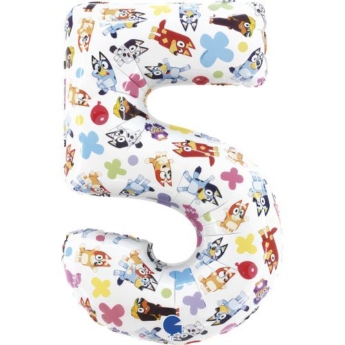 Bluey Friends 5-ös szám fólia lufi 66 cm