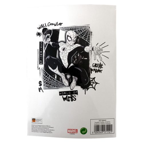 Pókember World of Webs B/5 vonalas füzet 40 lapos