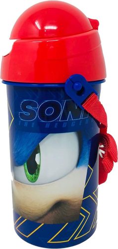 Sonic a sündisznó Speed műanyag szívószálas kulacs akasztóval 500 ml