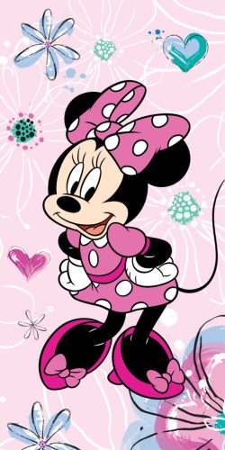Disney Minnie Pink Floral fürdőlepedő, strand törölköző 70x140cm