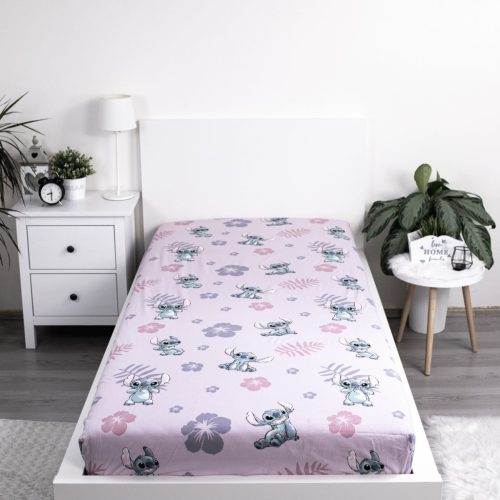 Disney Lilo és Stitch, A csillagkutya Pink gumis lepedő 90x200 cm
