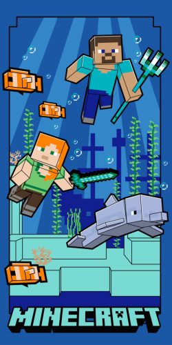Minecraft Underwater fürdőlepedő, strand törölköző 70x140cm (Fast Dry)