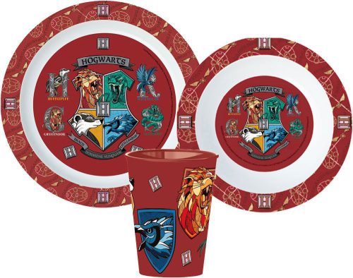Harry Potter School Shields étkészlet, micro műanyag szett, pohárral 260 ml