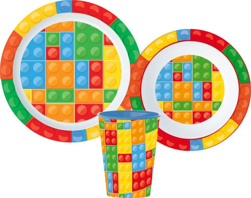 Lego mintázatú Bricks étkészlet, micro műanyag szett