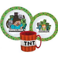   Minecraft Creeper étkészlet, micro műanyag szett bögrével 350 ml