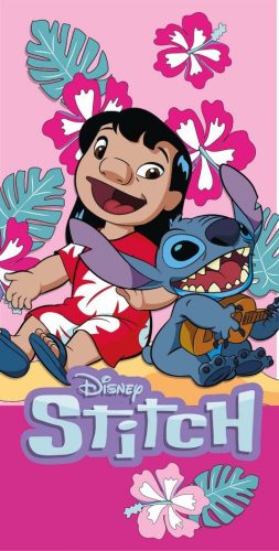 Disney Lilo és Stitch, A csillagkutya Ukulele Time fürdőlepedő, strand törölköző 70x140 cm (Fast Dry)