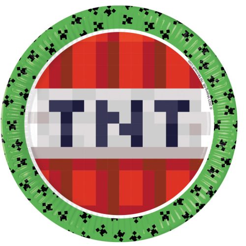 Minecraft Green papírtányér 8 db-os 23 cm FSC