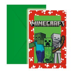 Minecraft Green party meghívó 6 db-os FSC