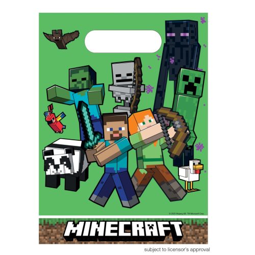 Minecraft Green műanyag ajándéktasak, ajándékzacskó 6 db-os