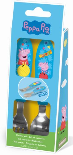Peppa malac Hooray fém ergo evőeszköz készlet - 2 darabos